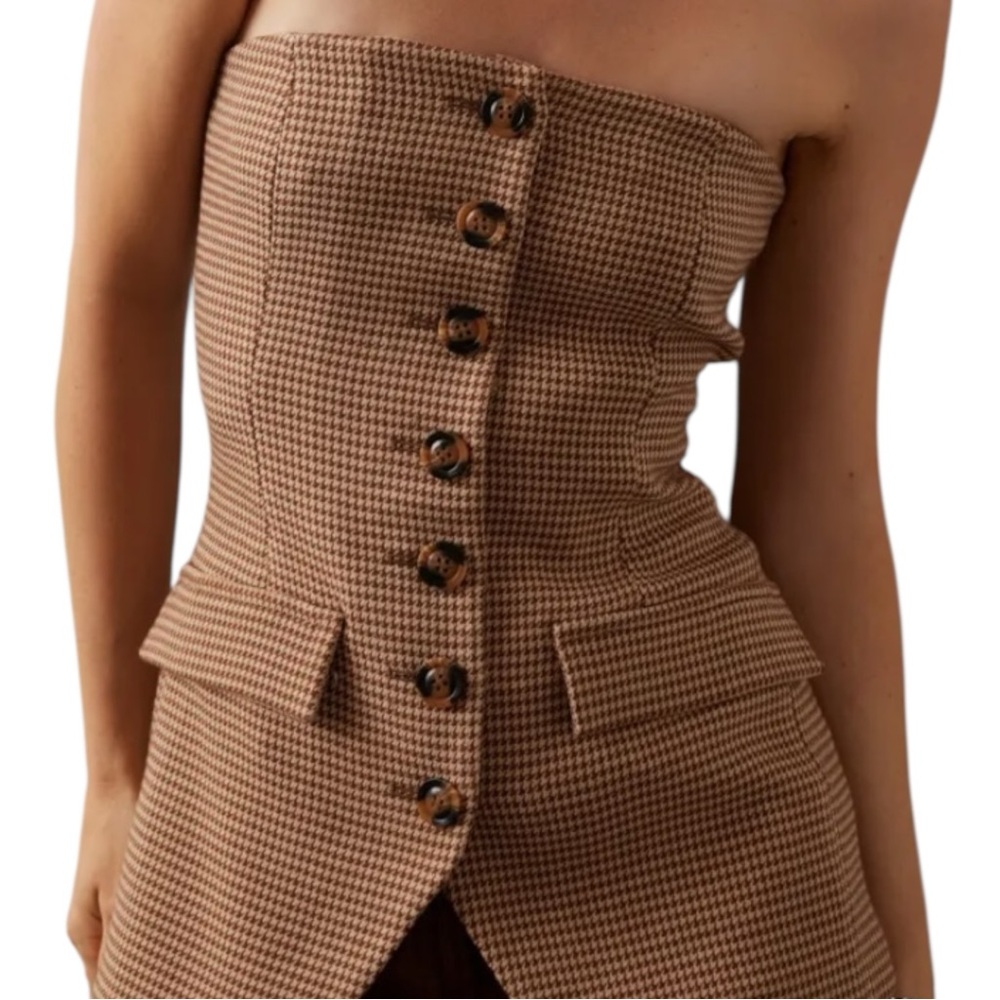Favorite Daughter Phoebe Bustier Strapless Houndstooth 14 - Picture 4 of 9